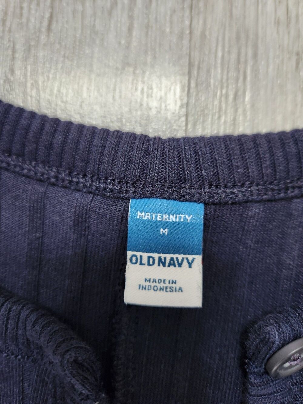 Old Navy Maternity Ribbed Midi Dress Womens Medium Navy Blue Button Front EUC - Picture 4 of 11